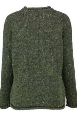 ARAN Pullover oliv im typischen Irland Aran Strick