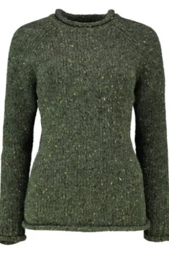 ARAN Pullover oliv im typischen Irland Aran Strick