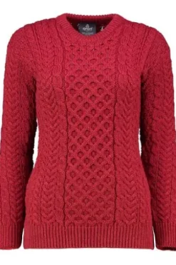 ARAN Pullover rot im typischen Irland Strick