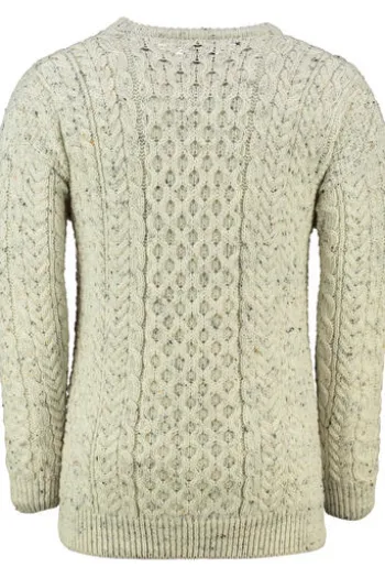 ARAN Rundhals Pullover beige Merinowolle