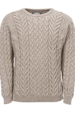 ARAN Rundhals Pullover beige Merinowolle Supersoft