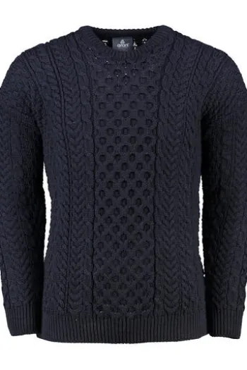 ARAN Rundhals Pullover marine