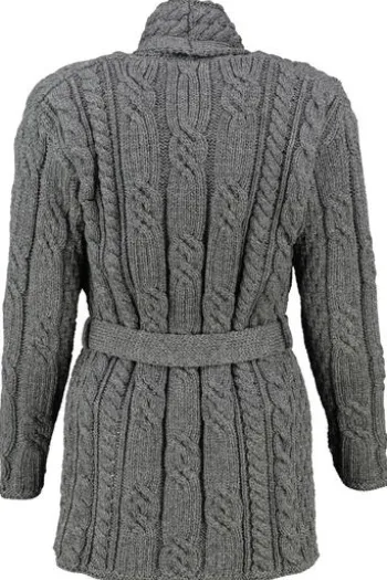 ARAN Strickjacke anthrazit in supersofter Merinowolle