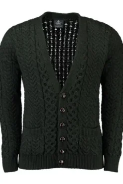 ARAN Strickjacke grün Merino-Wolle