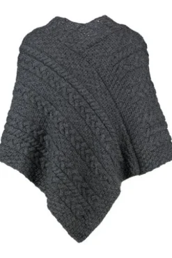 ARAN Strickponcho anthrazit aus Irland im typischem Aran-Strick