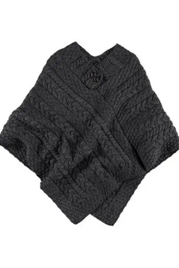 ARAN Strickponcho anthrazit aus Irland im typischem Aran-Strick