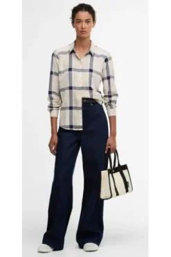 BARBOUR Bluse Bredon Check cherry blossom tartan-rosa kariert Langarm