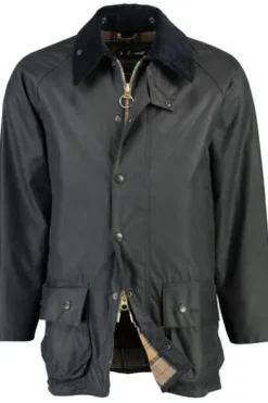 BARBOUR Wachsjacke Beaufort marine mit Cordkragen