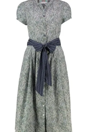 BERWIN Kleid blau geblümt in edler Natur-Qualität
