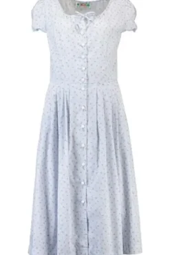 BERWIN Kleid hellblau gestreift mit kleinem Steublümchen Dessin