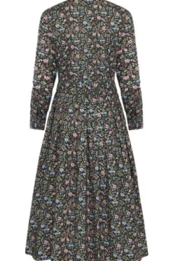 BERWIN Kleid olivgrün geblümt