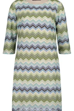 BETTY BARCLAY Kleid green/blue gemustert 3/4-Arm im Zickzack Dessin