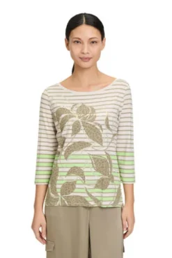 BETTY BARCLAY Shirt Khaki gestreift 3/4-Arm