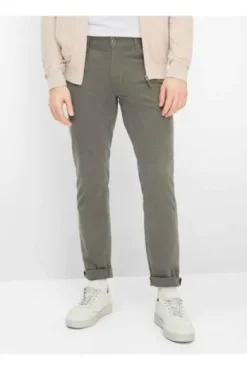 BRAX Five Pocket Baumwoll Hose Chuck olive gemustert Modern Fit