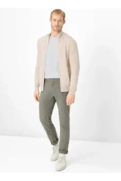 BRAX Five Pocket Baumwoll Hose Chuck olive gemustert Modern Fit