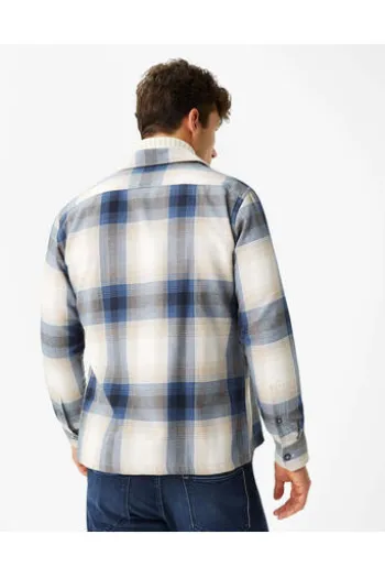 BRAX Flanell Hemd Kay beige kariert Comfort Fit Langarm