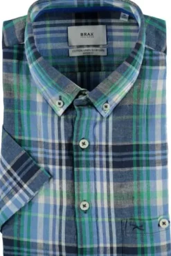 BRAX Hemd balance kariert Modern Fit Kurzarm