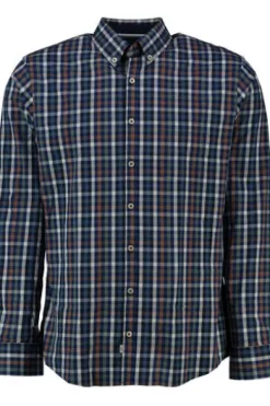 BRAX Hemd Daniel marine kariert Modern Fit Langarm Button-Down