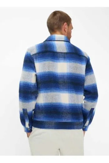 BRAX Hemdjacke Santiago ice blue gemustert