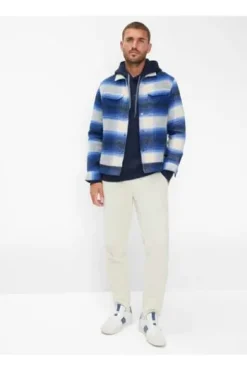BRAX Hemdjacke Santiago ice blue gemustert