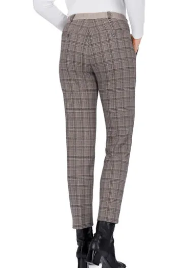 BRAX Jersey-Hose grau/natur kariert Slim Fit im Karo-Dessin