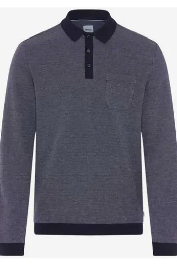 BRAX Langarm Polo-Shirt Paros navy