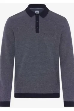 BRAX Langarm Polo-Shirt Paros navy