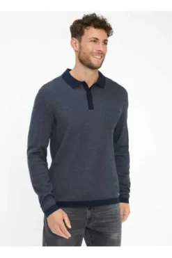 BRAX Langarm Polo-Shirt Paros deep blue