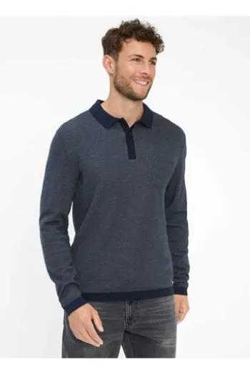 BRAX Langarm Polo-Shirt Paros deep blue