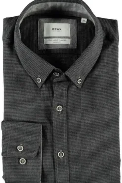 BRAX Leicht Flanell Hemd anthrazit gemustert Modern Fit