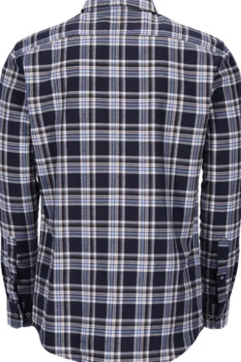 BRAX Leicht Flanell Hemd Daniel blau/grün kariert Modern Fit Langarm Button-down