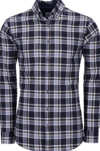 BRAX Leicht Flanell Hemd Daniel blau/grün kariert Modern Fit Langarm Button-down