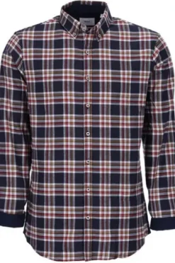 BRAX Leicht Flanell Hemd Daniel blau/rot kariert Modern Fit Langarm Button-down