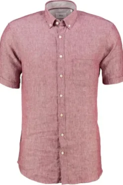 BRAX Leinen Hemd Dan rot Modern Fit Kurzarm