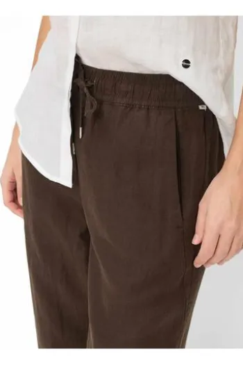 BRAX Leinen-Hose Farina coffee Wide Fit