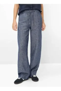 BRAX Leinen-Hose Farina indigo Wide Fit