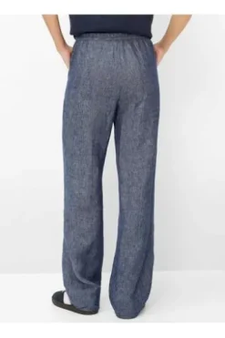 BRAX Leinen-Hose Farina indigo Wide Fit
