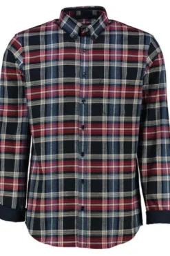 BRAX Light Flanell Hemd Daniel blau/rot kariert Modern Fit Langarm Button-Down