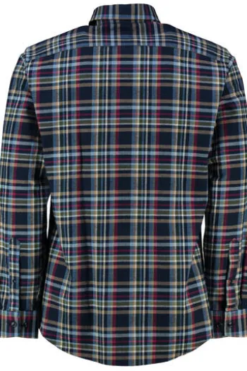 BRAX Light Flanell Hemd Daniel marine kariert Modern Fit Langarm Button-Down
