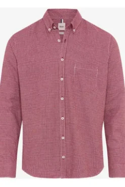 BRAX Light Flanell Hemd Daniel red wine kariert Modern Fit