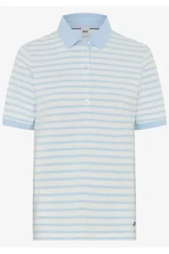 BRAX Polo-Shirt Cleo bleu gestreift in Piqué-Qualität