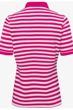 BRAX Polo-Shirt Cleo rasperry gestreift in Piqué-Qualität