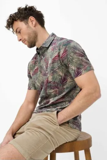 BRAX Polo-Shirt Philo light khaki gemustert