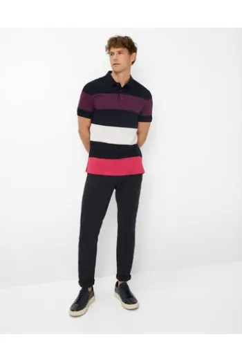 BRAX Polo-Shirt Pio beere gestreift