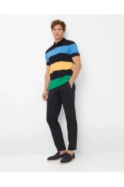 BRAX Polo-Shirt Pio blau gestreift