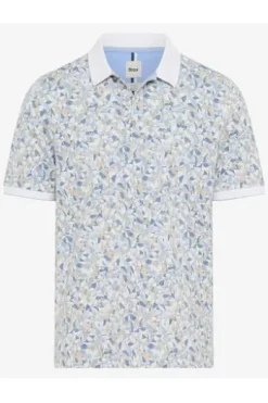 BRAX Polo-Shirt white gemustert