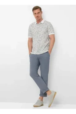 BRAX Polo-Shirt white gemustert