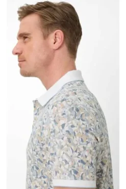 BRAX Polo-Shirt white gemustert