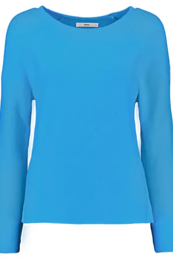 BRAX Pullover Lesley blau im trendigen Linksstrick