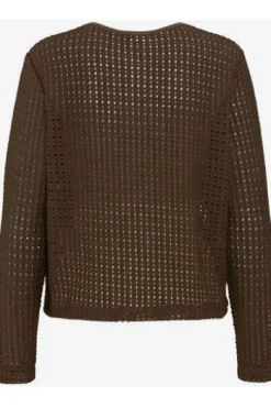 BRAX Strickjacke Brenda Crochet-Optik Jersey dark ebony